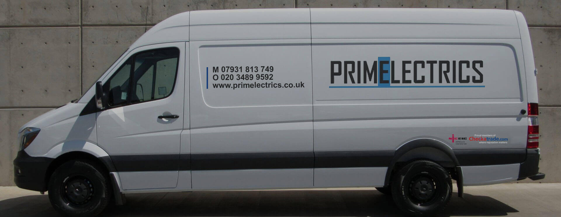 Primelectrics' mid-sized white van